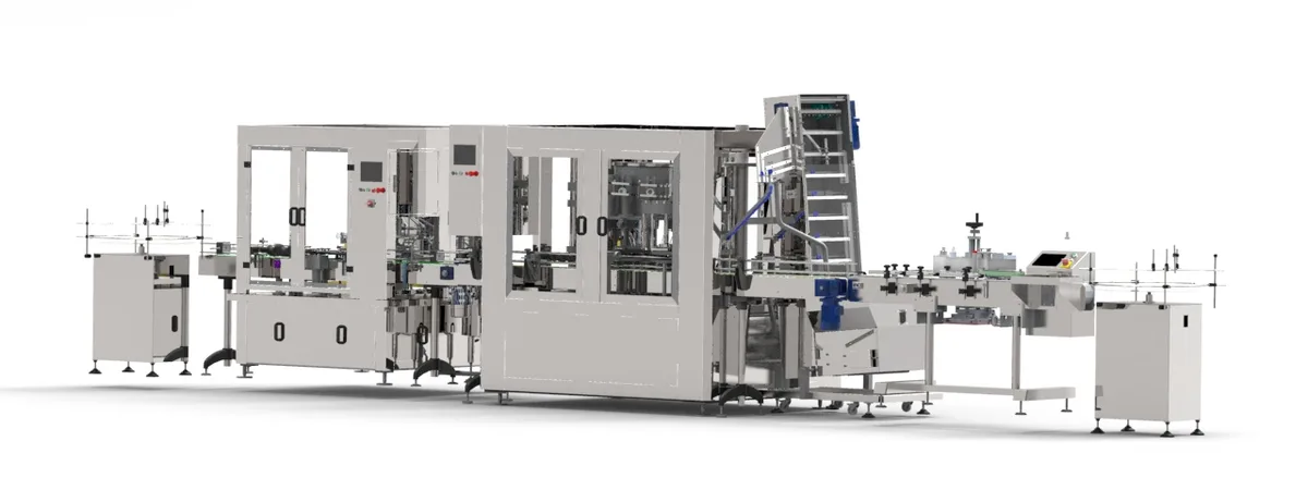 EDELSTEIN pharmaceutical bottle filling and labeling line configuration